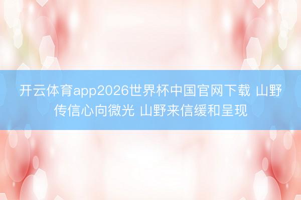 开云体育app2026世界杯中国官网下载 山野传信心向微光 山野来信缓和呈现
